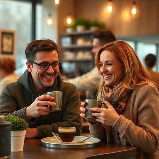 Clientes felizes desfrutando no Café Aromático